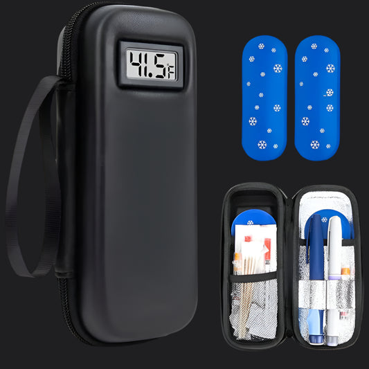 Insulin Cooler Travel Case with Thermometer Display Medicine Organizer Bag Waterproof Insulin Cooling Bag for Diabetics