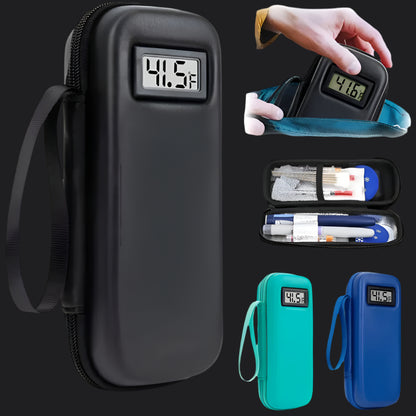 Insulin Cooler Travel Case with Thermometer Display Medicine Organizer Bag Waterproof Insulin Cooling Bag for Diabetics