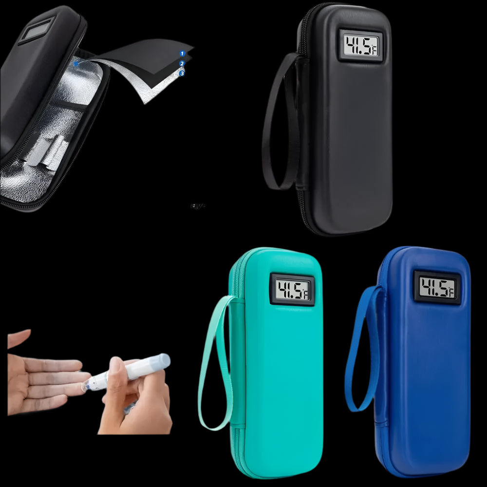Insulin Cooler Travel Case with Thermometer Display Medicine Organizer Bag Waterproof Insulin Cooling Bag for Diabetics