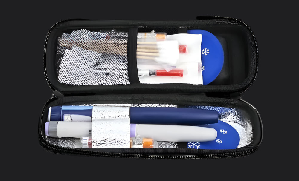 Insulin Cooler Travel Case with Thermometer Display Medicine Organizer Bag Waterproof Insulin Cooling Bag for Diabetics